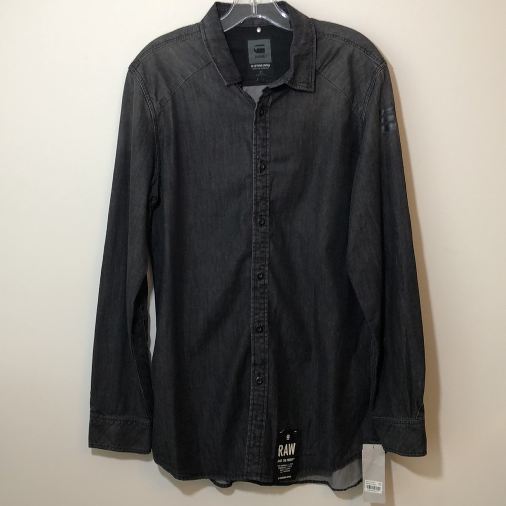 G-STAR RAW Men’s Black Denim Long Sleeve Shirt Size Large New!!